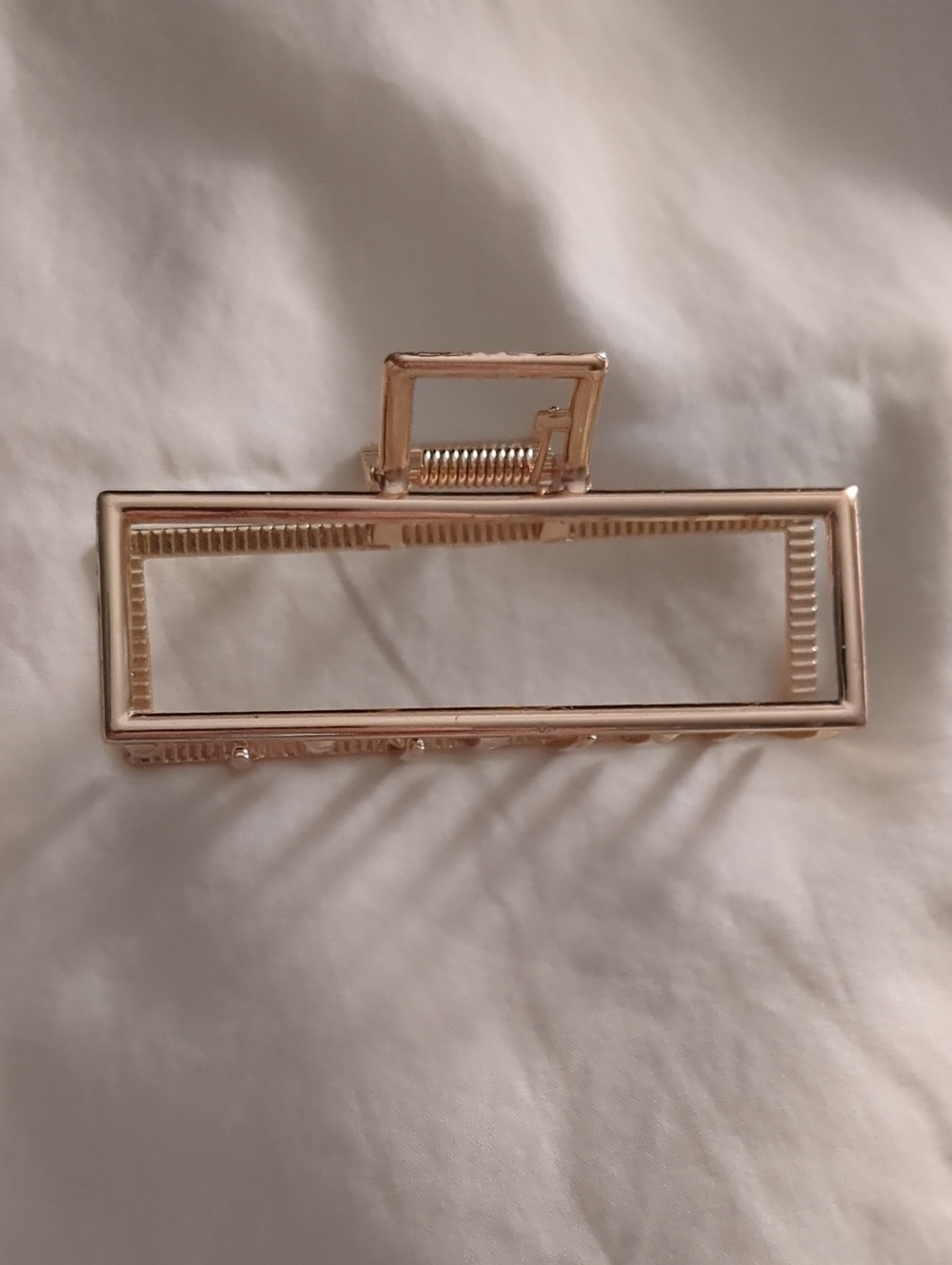 Gold Rectangular Metal Hair Clip - Women's Accessory